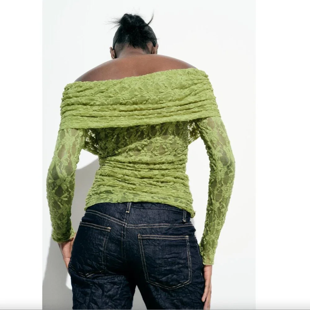 Zara Green Lace Top NWT